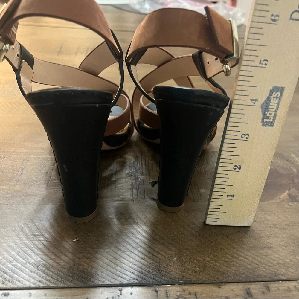 Pour La Victoire Brown/ Black Strappy Sandal High Heels Womens Size 8.5‎ M